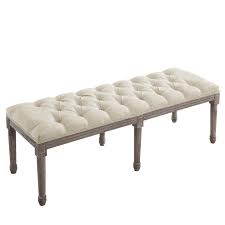 Buy top selling products like pillow perfect tufted wicker seat cushions (set of 2) and madison park avila tufted back counter stool. French Rustic Ottoman Bench For Bedroom Living Room Hallway More Tufted Entryway Bench Dining Bench Seat Footstool Beige Vonluce 80cm Long Vintage Upholstered Bench With Padded Seat Benches Home Kitchen