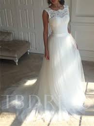 Ein dünner gürtel auf taillenhöhe bringt einen formschönen akzent. Sleeveless Spitze Der A Linie Kleid Sweep Zug Hochzeit Tbdress Com
