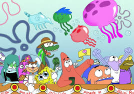 Spongebob squarepants, gary, jellyfish, narrator, bill. Jellyfishparade By Natalietheantihero Deviantart Com On Deviantart Spongebob And Sandy Spongebob Logic Spongebob