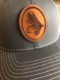 Fly Fishing Hat Richardson Trucker Hat With Leather Patch Fly Fishing Trucker Hat Trout Fishing Hat Custom Leather Patch Hats Leather Patches Fly Fishing Hats Fishing Hat