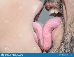Tongue Kiss. Couple in French Kiss. Vibrant with Passion. Passion and Lust.  Tongue Stock Photo - Image of provocation, couple: 150858056