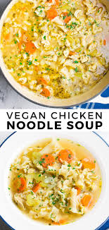 This Vegan Chicken Noodle Soup Is Just Like The Classic Soup You Grew Up Eating Cozy Comfor Vegetarian Soup Recipes Vegan Chicken Noodle Soup Vegetarian Soup