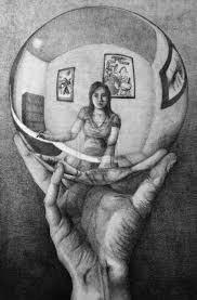 Escher Appropriation By Aaveryy On Deviantart Reflection Art Reflection Drawing Art