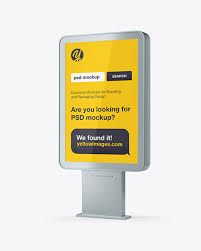 The file consists of smart… Metallic Citylight Billboard Mockup Half Side View In Indoor Advertising Mockups On Yellow Images Object Mockups