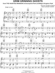 Grim Grinning Ghosts From Disney Theme Park Sheet Music In A Minor Transposable Download Print Sheet Music Disney Sheet Music Disney Music