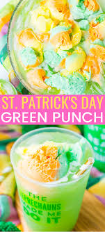 St Patrick S Day Punch Is A Quick Easy And Fun Green Punch Recipe Made With Grape Juice Orange Juice Lemon L Green Punch Recipes Punch Recipes Green Punch