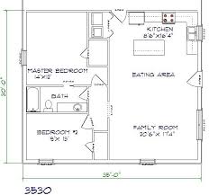 Barndominium Floor Plan 2 Bedroom 1 Bathroom 35x30 Barndominium Floor Plans House Floor Plans Pole Barn House Plans