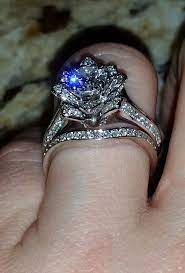 Lotus Flower Diamond Engagement Ring With Custom Made Matching Wedding R Black Diamond Ring Engagement Pretty Engagement Rings Flower Diamond Engagement Ring