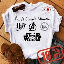 Im A Simple Woman I Like Harry Potter And Avengers The Lord Of The Rings Star Wars T Shirt Star Wars Shirt Women Star Wars Outfits Star Wars Tshirt