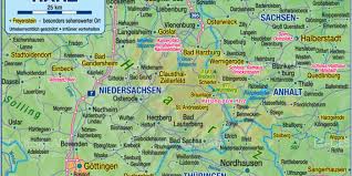 Landkarte von deutschland karte von deutschland sehenswürdigkeiten und ausflugsziele deutschlandkarte, städte infos informationen reiseführer: Karte Von Harz Region In Deutschland Welt Atlas De