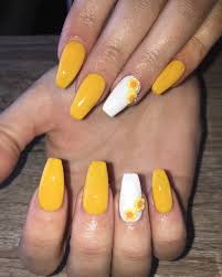 Smooth marble false nail tips clear marble texture design art acrylic fake nails. Short Coffin Acrylic Nails Yellow Novocom Top