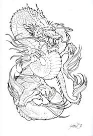 Awesome black ink dragon tattoo design. Drawing Simple Japanese Dragon Tattoo Drawing