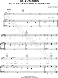 Danny elfman :tim burton's the nightmare before christmas piano, vocal and guitar sheet music hal leonard. Sally S Song From The Nightmare Before Christmas Sheet Music In E Minor Transposable Download Print Sku Mn0057449