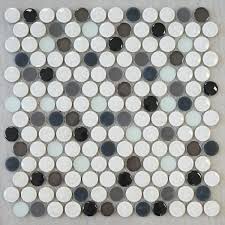 Blue glass mosaic bathroom wall tiles glossy crystal backsplash kitchen tile glam bathtub glossy glass tile backsplash with green yellow orange and white strip crystal wall tiles for. 1 Inch Penny Round Multi Color Glossy Glass Mosaic Tile