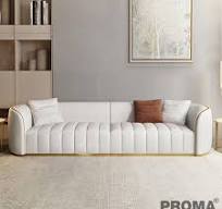 ชุดโซฟารับแขกหรูหรา เฟอร์นิเจอร์ห้องนั่งเล่น โซฟาหนังขอบทอง Sofa Set Luxury  Leather Sofa for Living Room