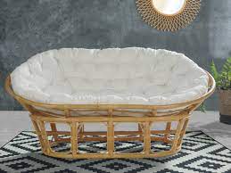 Petite banquette 2 places en rotin. Canape 2 Pl Papasan En Rotin Confortable Coloris Miel Telia