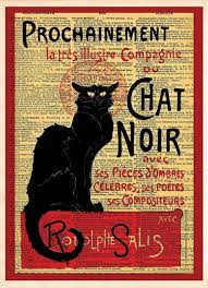 Le Chat Noir Black Cat French Cabaret Poster Dictionary Page Art Print Le Chat Noir Black Cat Art Cat Posters