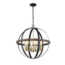 Millennium Lighting 5 Light 24 Globe Pendant In Matte Black And Heirloom Bronze