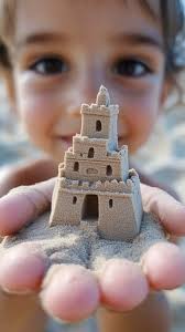 Free Child Holding Sandcastle Image
