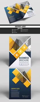 Brochure Cover Layout With Blue And Yellow Accents 6 Buy This Stock Template And Explore Similar Templ Brochure Design Template Booklet Design Brochure Design