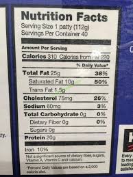 Costco 22724 Kirkland Signature Ground Beef Patties Chart