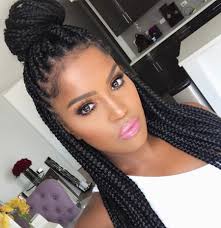 Simple easy braided updo hair via. Box Braid Hairstyles To Try Out Hellogiggles