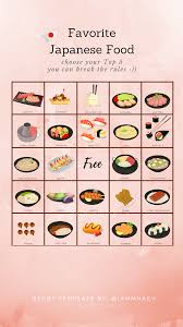 Favorite Japanese Food Bingo Instagram Story Template Kuis Jepang Dekorasi Kelas