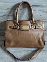 Michael Kors Bag Brown Soft Pebbled Leather Logo Plaque Tote - Etsy Canada