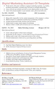 Marketing assistants help to implement an organisation's marketing strategy. Digital Marketing Assistant Cv Template Tips And Download Cv Plaza
