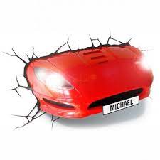 The Awesome 3d Fx Car Deco Light Is The Ideal Nightlight For Car Mad Kids Led Headlights Glow As The Shiny Cars Crash Car Deco Red Sports Car Lights Fantastic