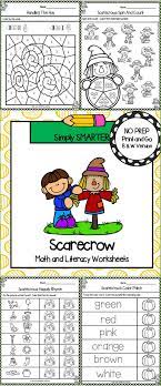 Are You Looking For No Prep Math And Literacy Activities Then Enjoy This Resource Which Is Comprised Of Forty Scarecrow Th Math Literacy Worksheets Activities