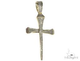Mens real 10k gold cross pendant large diamond cut jesus crucifix charm 2 inch. 10k Gold Micro Pave Diamond Small Nail Cross Pendant 63616 Mens Holiday Deal Gold 10k Round Cut 0 19 Ct