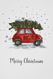 Retro Car Christmas Tree Poster Christmas By Junkydotcom Cute Funny Little Red Vintage Car With A Christmas Tree Poster Christmas Poster Christmas Wallpaper