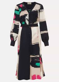 PHASE EIGHT Cassidy Brushstroke Dress in Blue/Pink