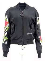 Off White C O Virgil Abloh Embroidered Satin Bomber Jacket Small For Sale At 1stdibs