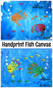 Simple Handprint Fish Canvas Art Keepsake Kids Painting Crafts Handprint Art Painting Crafts