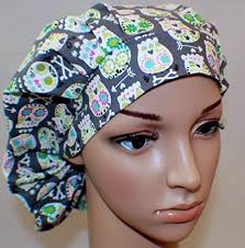 Helvoon upgrade working cap with button and sweatband, adjustable tie back bouffant hats for women men one size mexico sugar skull floral pattern. Bouffant Scrub Hat Pattern Patterns Gallery