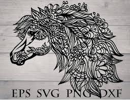 Zentangle Horse Svg Animal Mandala Svg Horse Head Svg Etsy In 2020 Mandala Svg Flower Svg Files Mandala Drawing