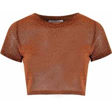 Rust Glitter Lurex Crop Top Crop Top And Shorts Crop Tops Brown Crop Top