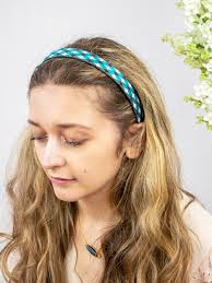 Ash & Rose Collection Vintage Mod Argyle Woven Headband Turquoise Brown  white black