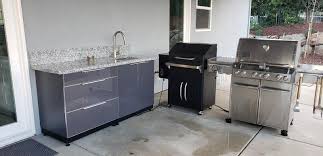 Outdoor kitchen designer, dawn whyte of the lake street design studio in michigan stresses the importance of waterproof storage for satellite kitchens that must be nearly self sufficient due to the sometimes long distance back to the house. Newage Outdoor Kitchen 3 Drawer Kitchen Cabinet In Aluminum Slate Walmart Com Walmart Com