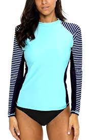 Aqua With Colored Sleeves And Side Panels Swim Shirts Long Sleeve Swim Shirt Swim Shirts For Women