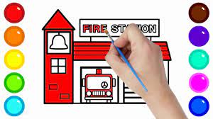 Add more lines to mark branches. How To Draw Fire Station For Toddlers And Coloring For Kids Youtube
