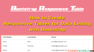Bootstrap Responsive Table For Data Listing Codexworld Web Development Tutorial Data List