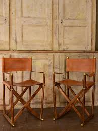Pair Of Vintage Folding Leather Director Chairs Almazan Directors Chair Vintage Dining Room Leather Armchair