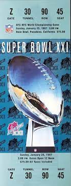 Super Bowl Tickets Stubs Super Bowl Xxi Ticket Stub Nfl Superbowl Championship Superbowltickets Super Bowl Tickets Nfl Sunday Super Bowl