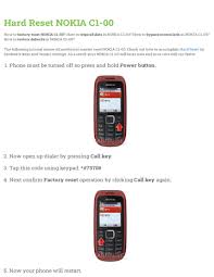Now the phone is unlocked. Hard Reset Nokia C1 00 Manualzz