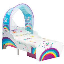 Kids Rainbow Unicorn Toddler Bed With Canopy And Storage Drawer Girls Ebay Outus 9 pieces unicorn rainbow wall art prints unframed watercolor unicorn and rainbow posters for girls kids bedroom nursery decorations.