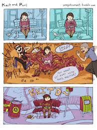 It is also called wool bombing, yarn storming, guerrilla knitting, kniffiti, urban knitting, or graffiti knitting Artification Page 1 Of A Knitter Comic I M Doing The Second