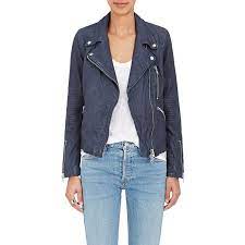 Barneys New York Women S Leather Moto Jacket 795 Liked On Polyvore Featuring Oute Asymmetrical Leather Jacket Real Leather Jacket Navy Blue Leather Jacket